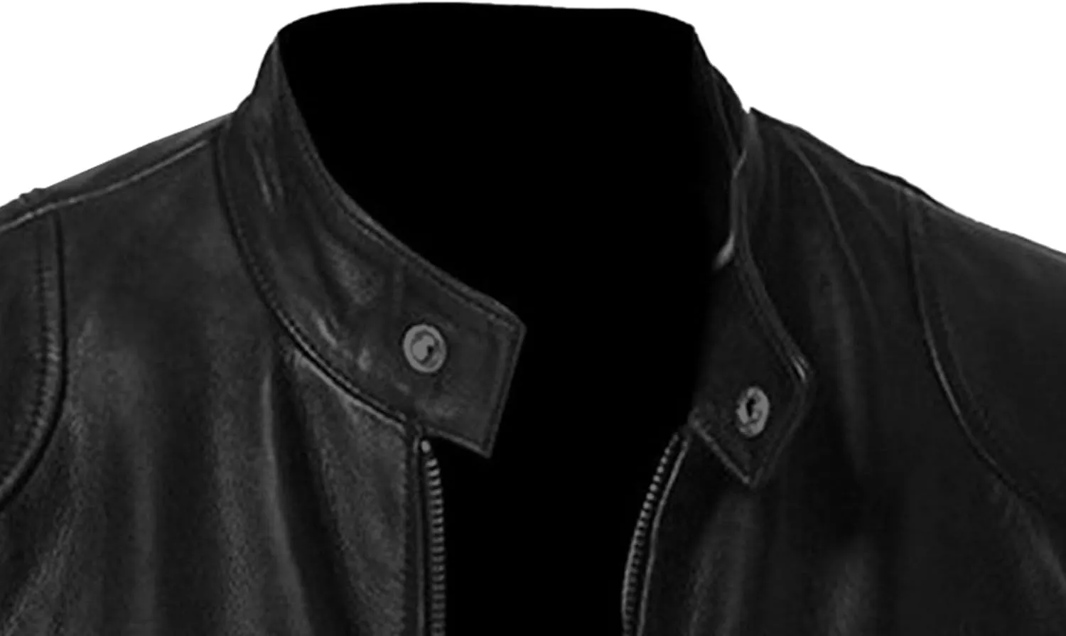 JEsilunmaMY Men's Solid Color PU Leather Jacket Stand Collar Motorcycle Biker Coats Warm Winter Punk Slim Bomber Outwear