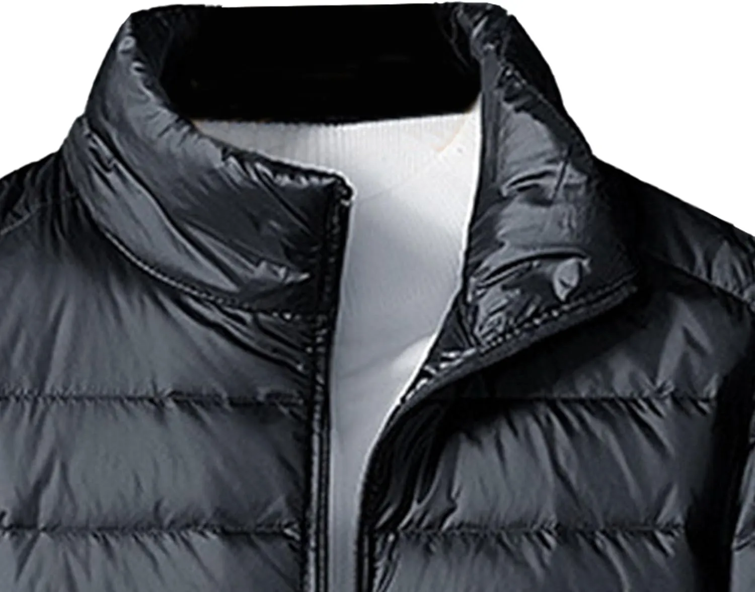 JEsilunmaMY Men's Thermal Sport Cropped Down Jacket Stand Collar Lightweight Packable Puffer Jacket Casual Warm Winter Coats