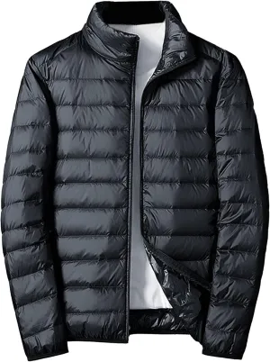 JEsilunmaMY Men's Thermal Sport Cropped Down Jacket Stand Collar Lightweight Packable Puffer Jacket Casual Warm Winter Coats