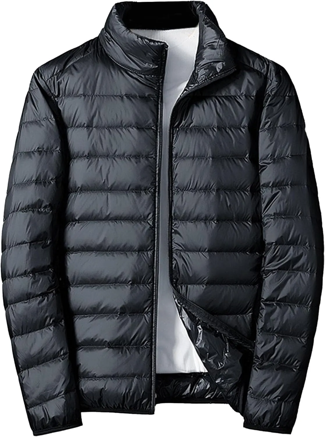 JEsilunmaMY Men's Thermal Sport Cropped Down Jacket Stand Collar Lightweight Packable Puffer Jacket Casual Warm Winter Coats