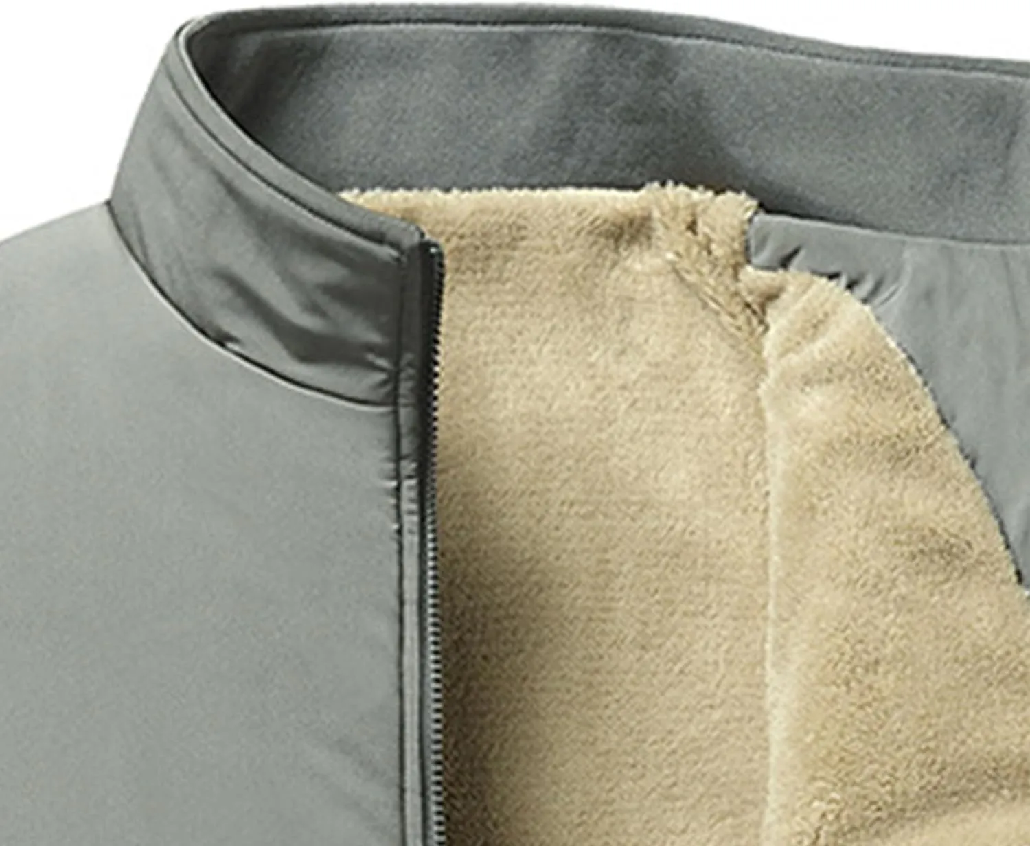 JEsilunmaMY Men's Thicken Fleece Lined Sherpa Jacket Full Zip Stand Collar Casual Bomber Jacket Windproof Warm Padded Coats