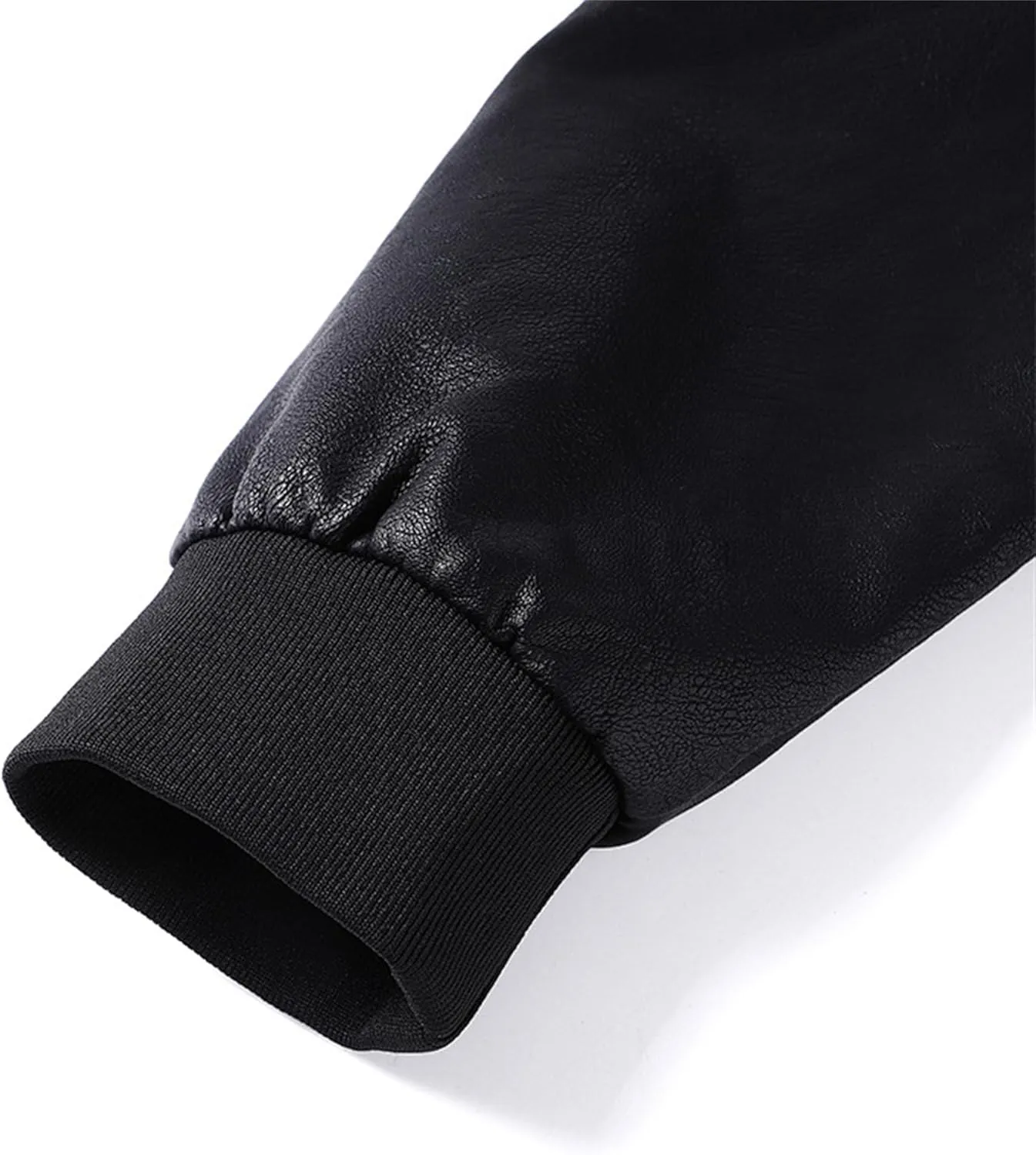 JEsilunmaMY Men's Thicken Sherpa Lined Leather Jacket Full Zip Stand Collar Motorcycle Bomber Jacket Warm Winter Biker Coats