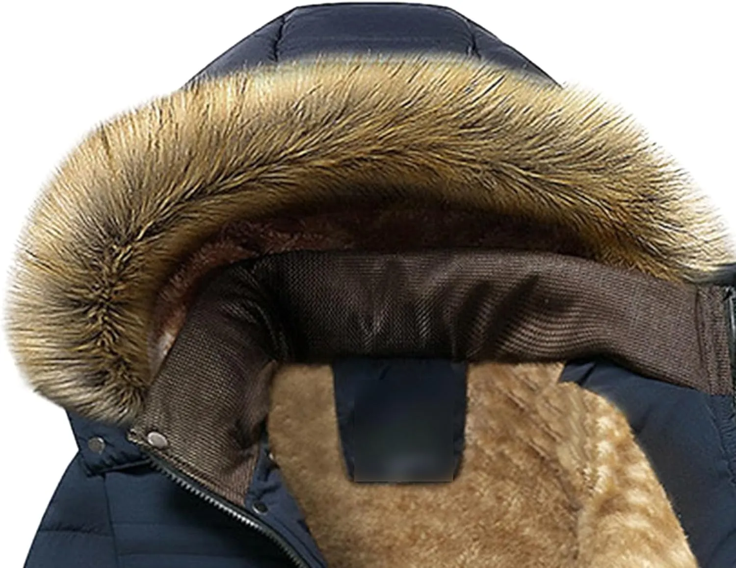 JEsilunmaMY Men's Thicken Thermal Parka Down Jacket Fleece-Lined Puffer Jacket with Fur Hood Warm Sherpa Padded Winter Coats