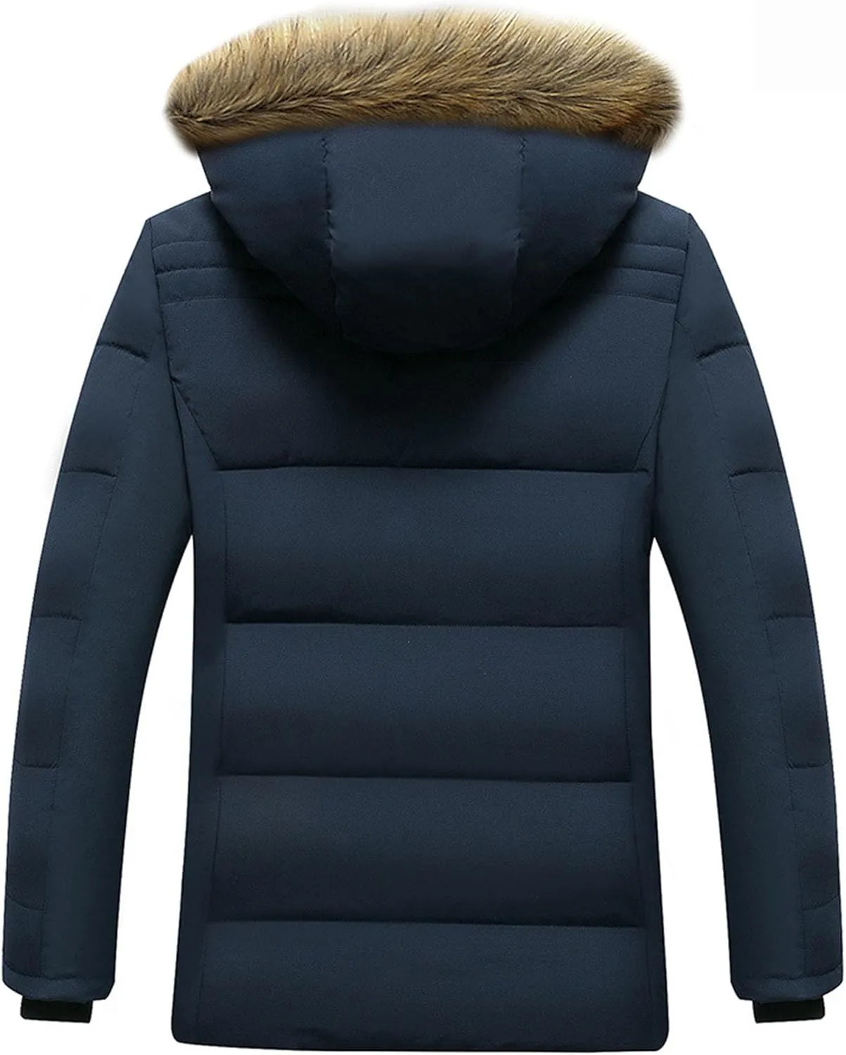 JEsilunmaMY Men's Thicken Thermal Parka Down Jacket Fleece-Lined Puffer Jacket with Fur Hood Warm Sherpa Padded Winter Coats