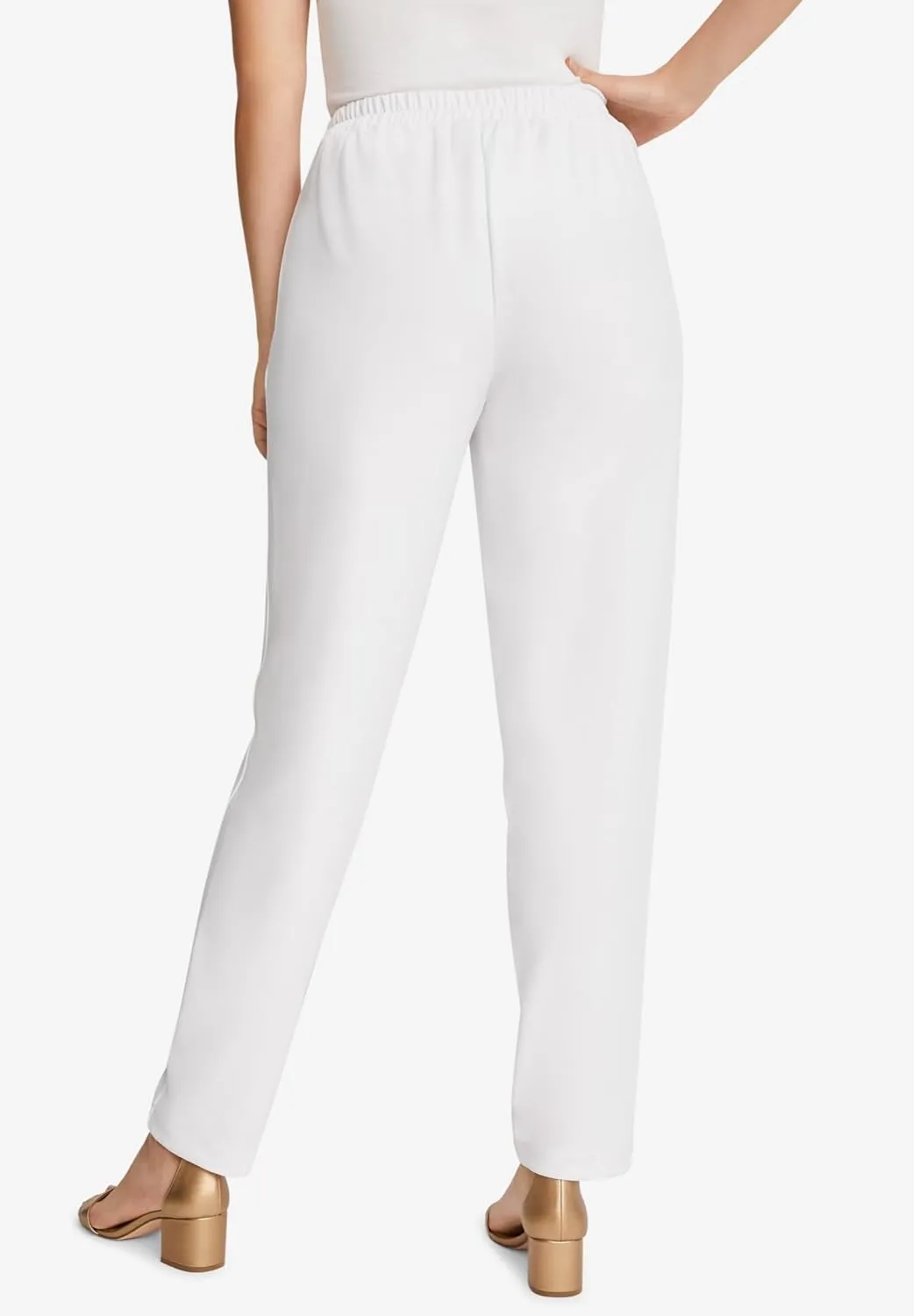 Jessica London Women's Plus Size Stretch Knit Elastic Pull-On Straight Leg Pants Trousers