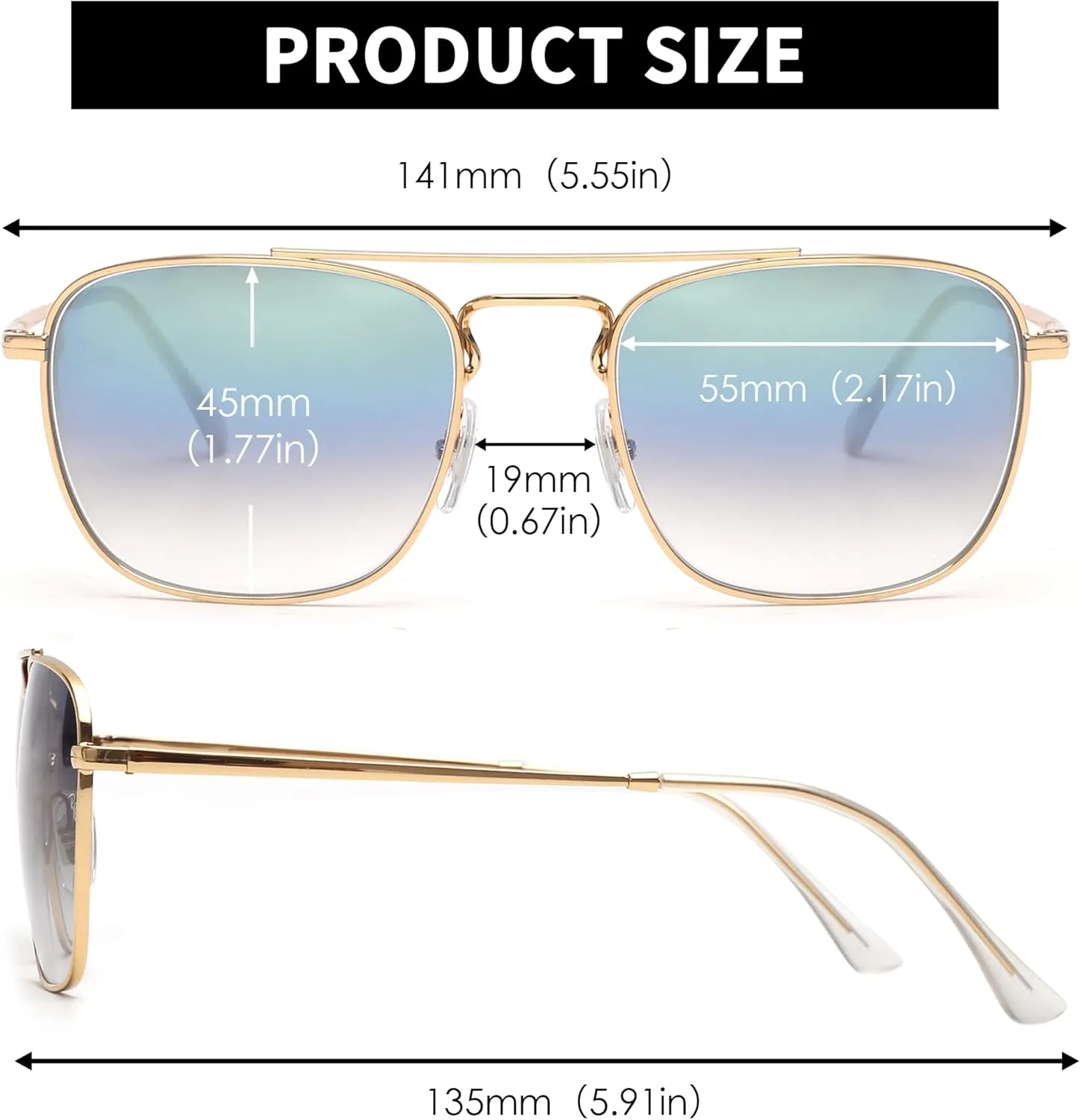 JIM HALO Retro Square Aviator Sunglasses Premium Glass Lens Flat Metal Eyewear Men Women