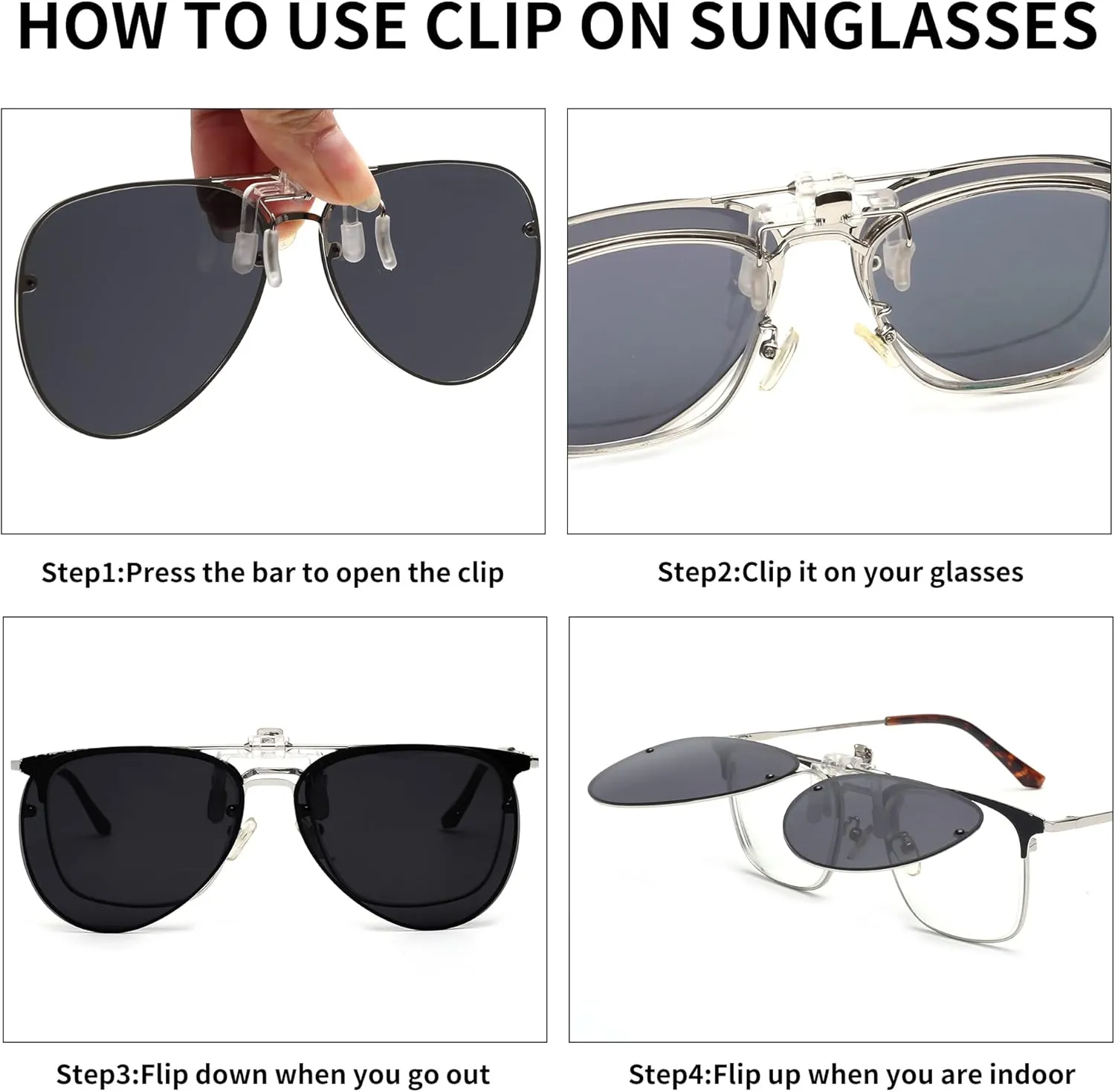 JM Retro Clip on Aviator Sunglasses, Polarized Flip up Over Prescription Glasses Men Women