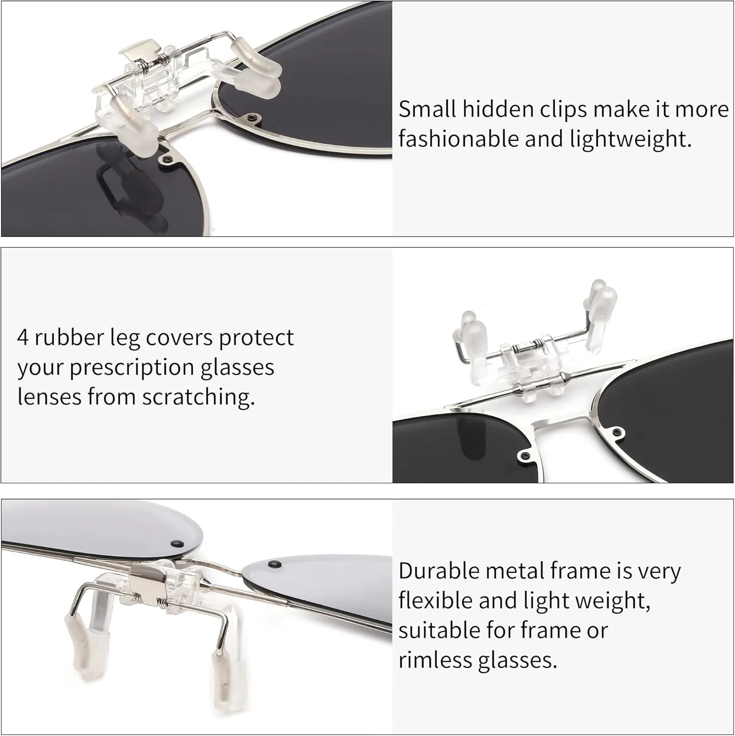 JM Retro Clip on Aviator Sunglasses, Polarized Flip up Over Prescription Glasses Men Women