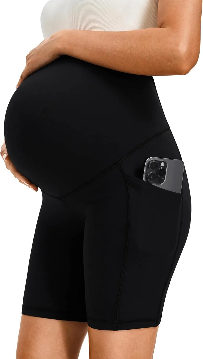 JOYSPELS Maternity Shorts Over The Belly Bump Athletic Workout Pregnancy Short with Pockets
