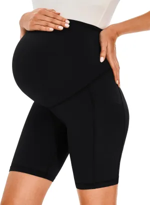 JOYSPELS Maternity Shorts Over The Belly Bump Athletic Workout Pregnancy Short with Pockets