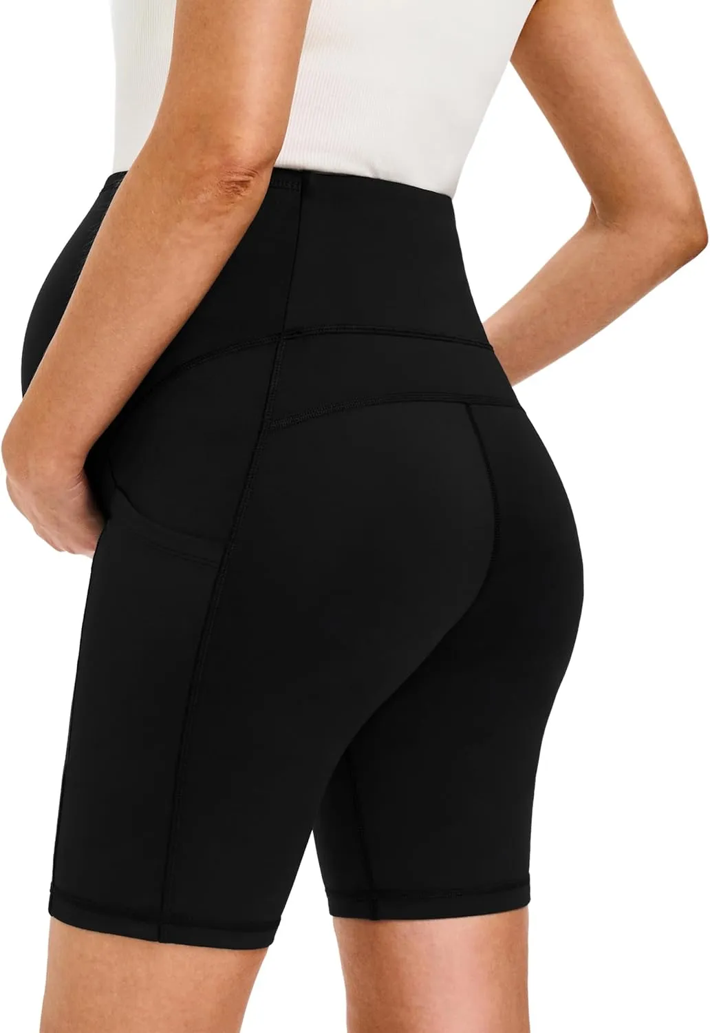 JOYSPELS Maternity Shorts Over The Belly Bump Athletic Workout Pregnancy Short with Pockets