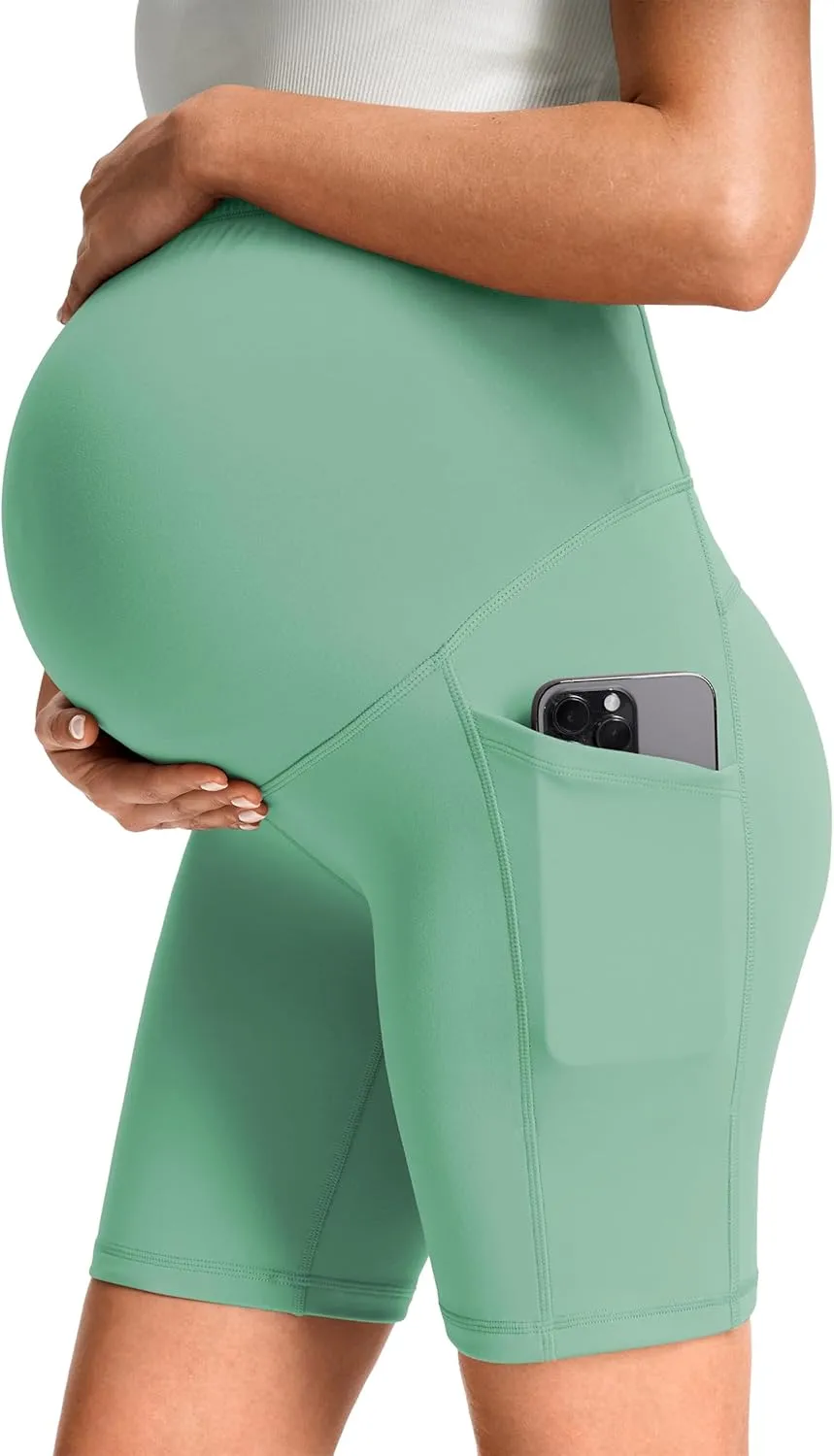 JOYSPELS Maternity Shorts Over The Belly Bump Athletic Workout Pregnancy Short with Pockets