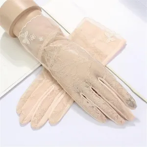 JSEIAJB Women's Thin Gloves Breathable Driving Riding Lace Touch Screen Finger