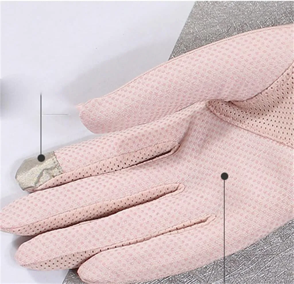 JSEIAJB Women's Thin Gloves Breathable Driving Riding Lace Touch Screen Finger