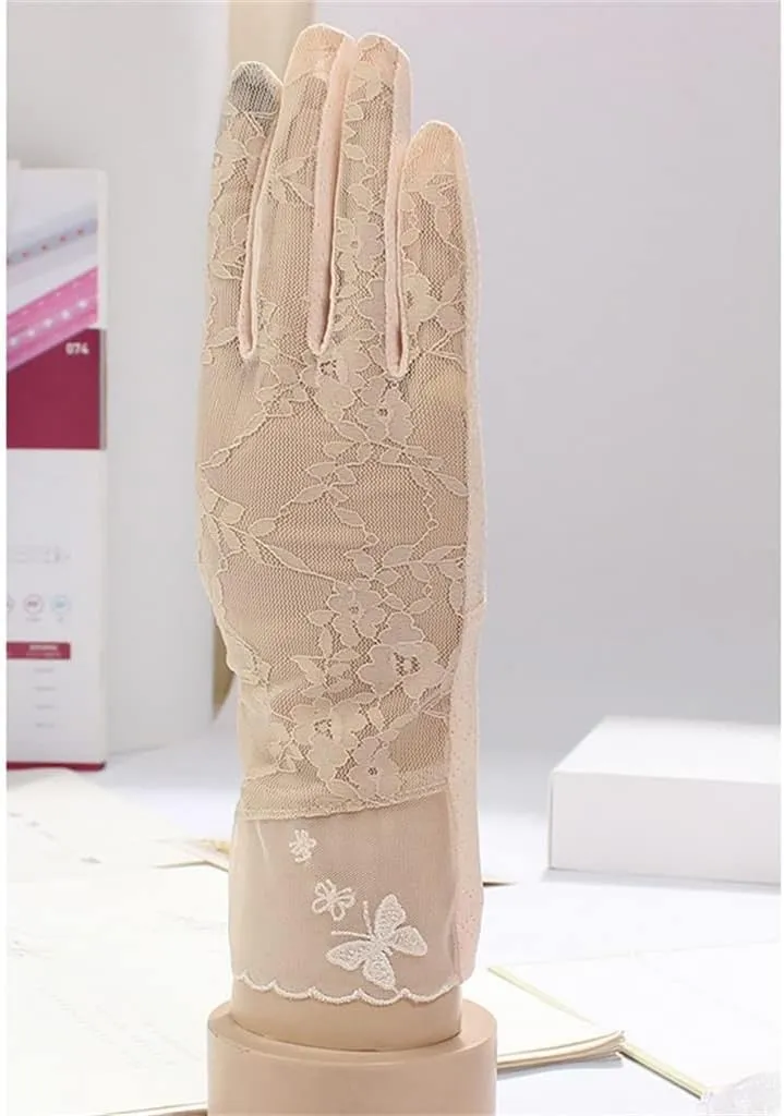 JSEIAJB Women's Thin Gloves Breathable Driving Riding Lace Touch Screen Finger