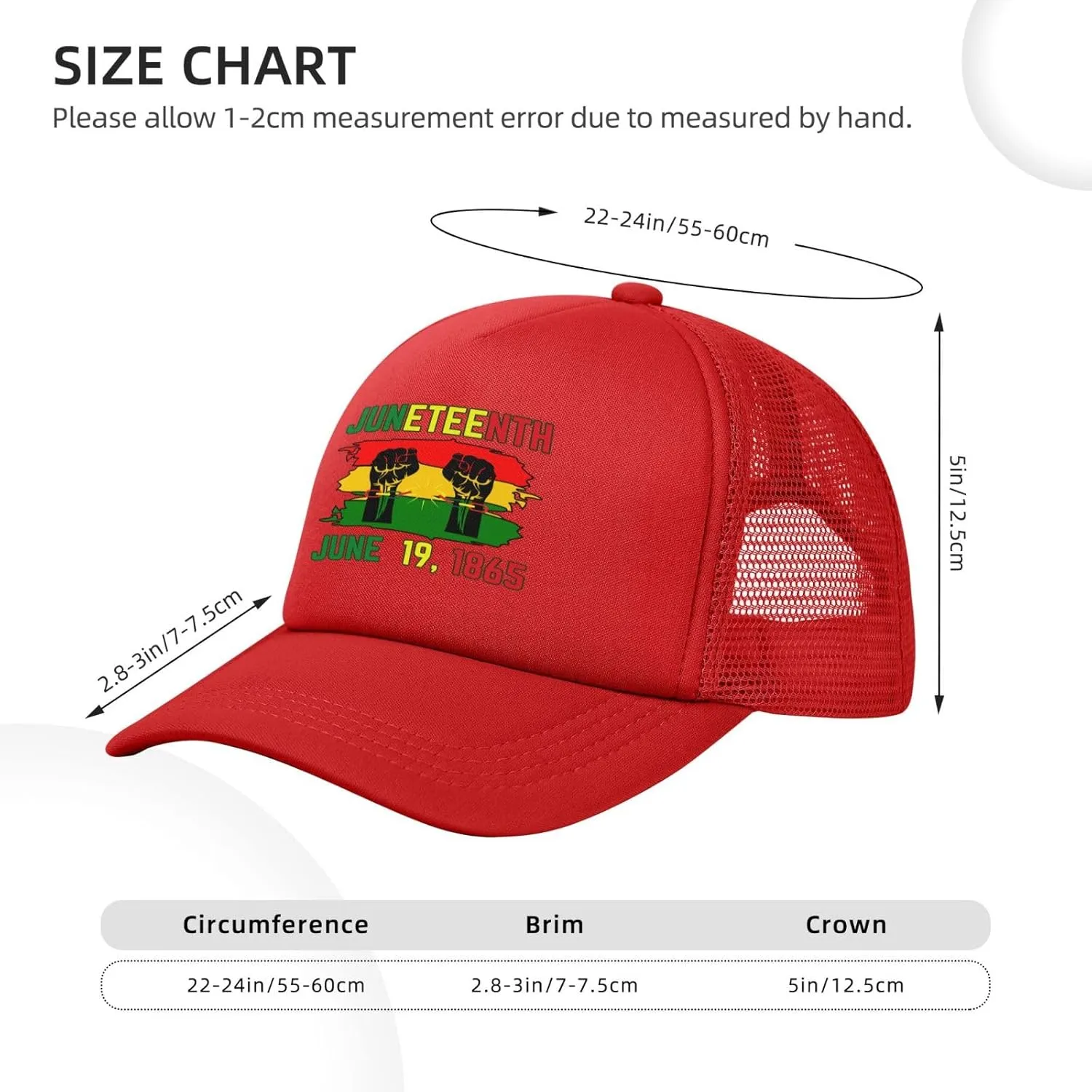 June 19th 1865 Juneteenth Baseball Cap Men Women Freedom Day Black-Pride Black History Month Mesh Cap Trucker Hat