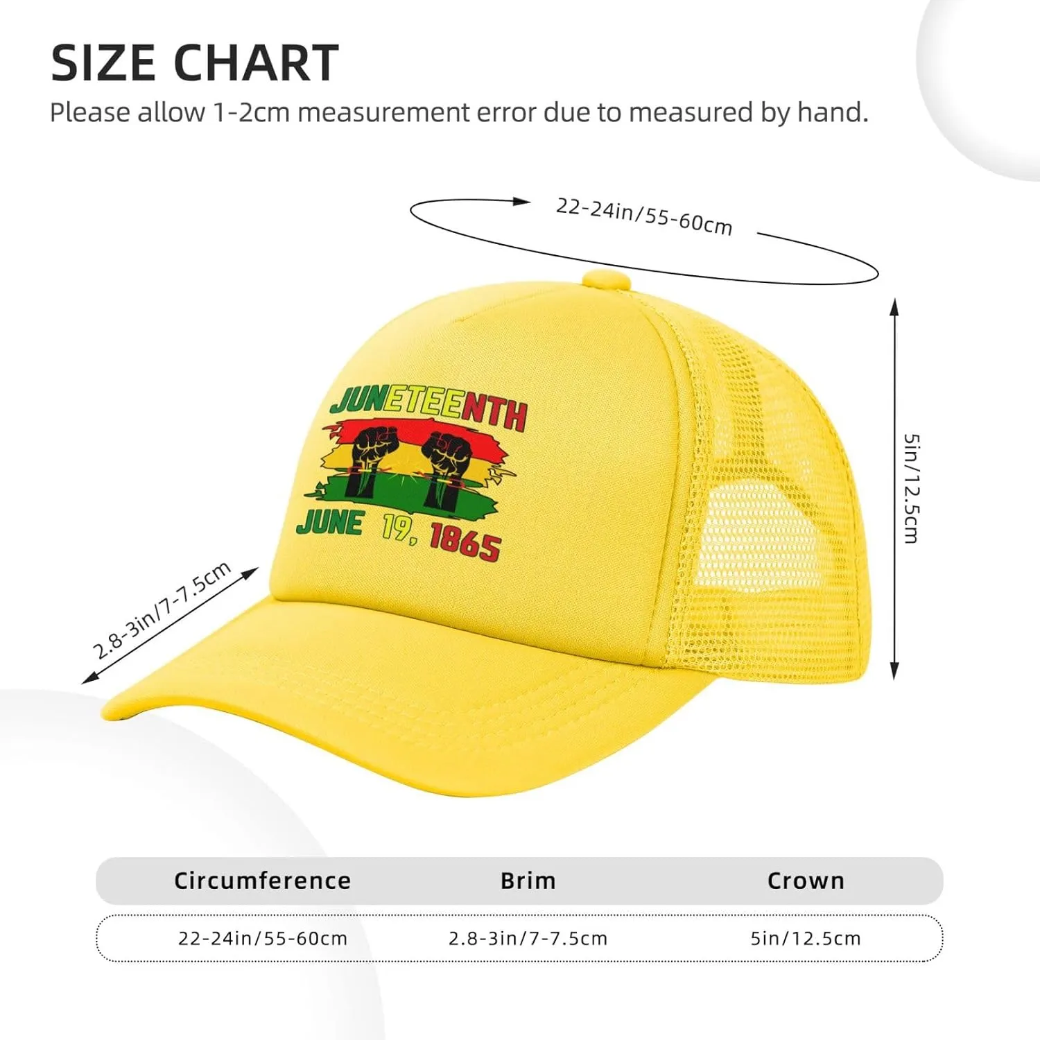 June 19th 1865 Juneteenth Baseball Cap Men Women Freedom Day Black-Pride Black History Month Mesh Cap Trucker Hat