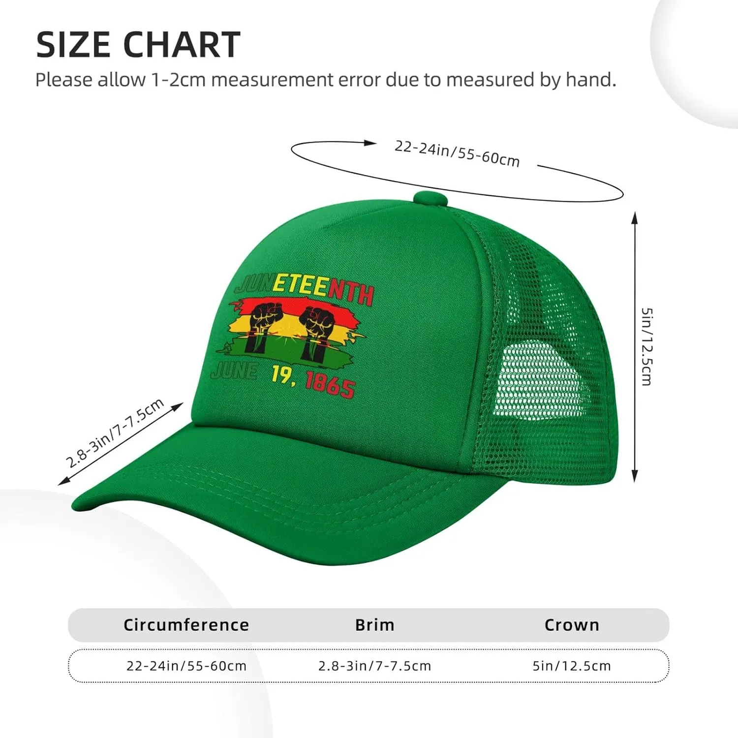 June 19th 1865 Juneteenth Baseball Cap Men Women Freedom Day Black-Pride Black History Month Mesh Cap Trucker Hat