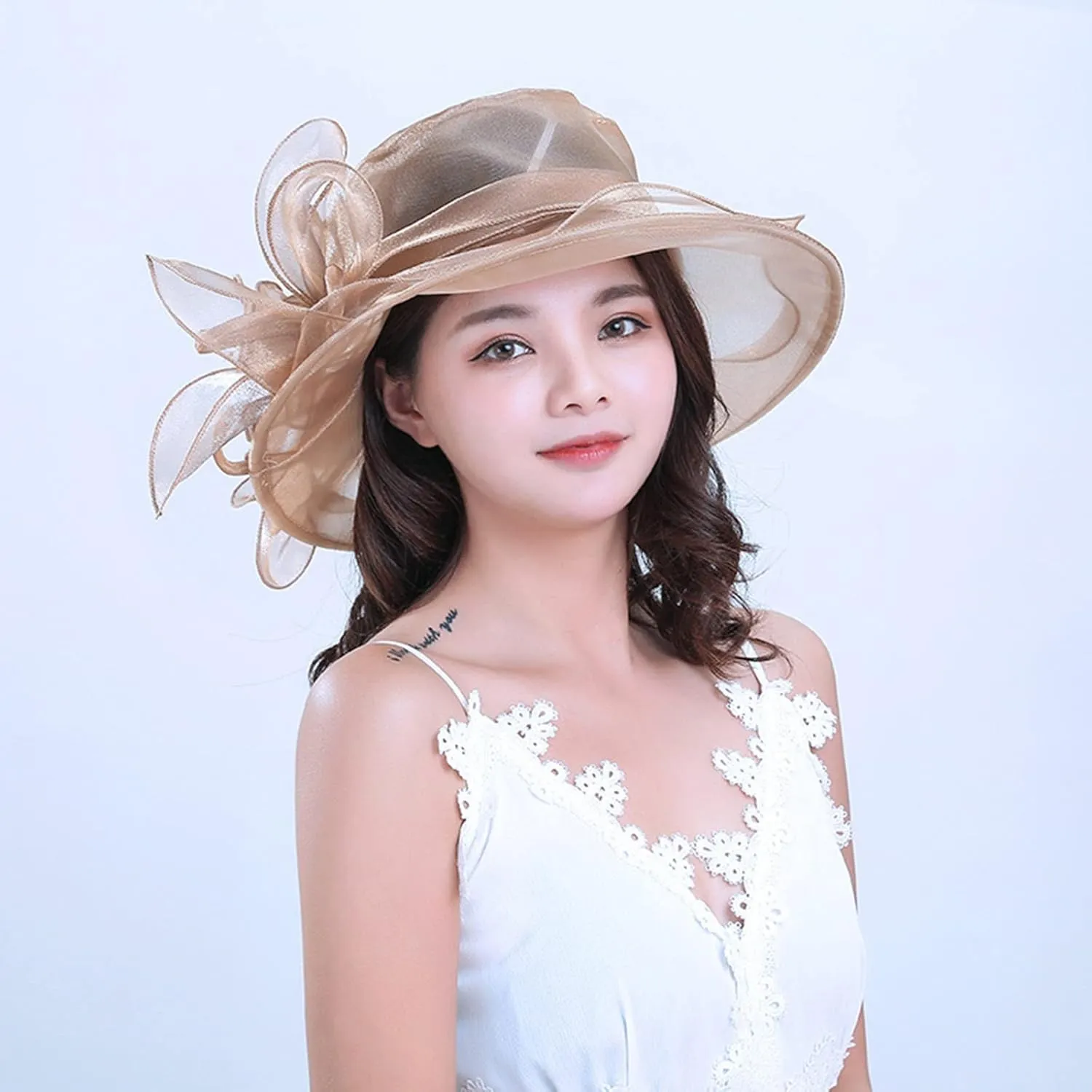 Kentucky 2025 Derby Hat for Women Ladies Organza Fascinator Easter Tea Party Bridal Church Wedding Sunday Sun Hats