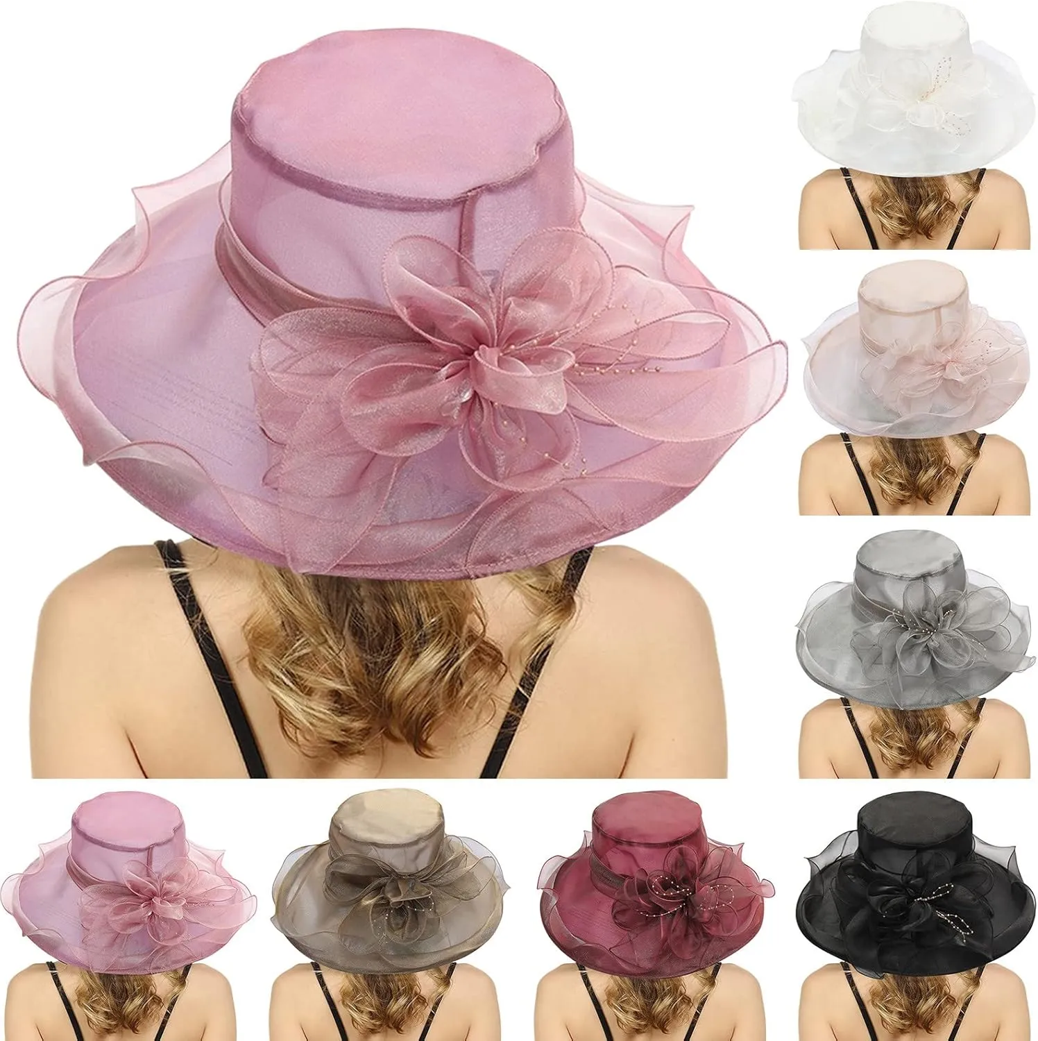 Kentucky 2025 Derby Hat for Women Ladies Organza Fascinator Easter Tea Party Bridal Church Wedding Sunday Sun Hats
