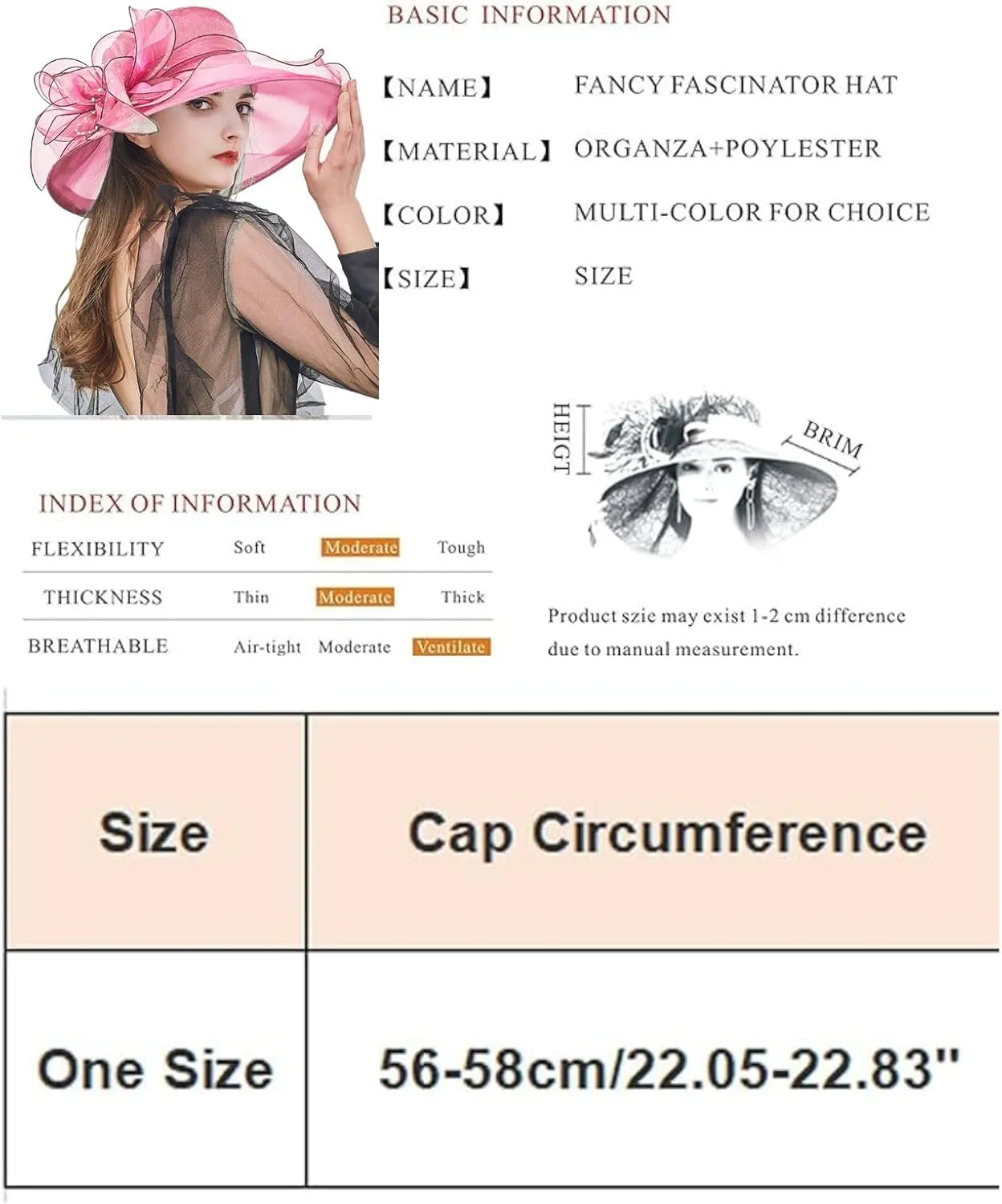 Kentucky 2025 Derby Hat for Women Ladies Organza Fascinator Easter Tea Party Bridal Church Wedding Sunday Sun Hats
