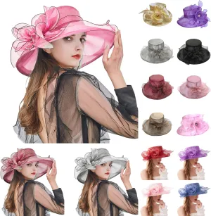 Kentucky 2025 Derby Hat for Women Ladies Organza Fascinator Easter Tea Party Bridal Church Wedding Sunday Sun Hats