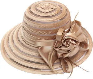 Kentucky Church Derby Hats for Women Tea Party Hats for Women Derby Fascinators Wide Brim Organza Church Derby Hat