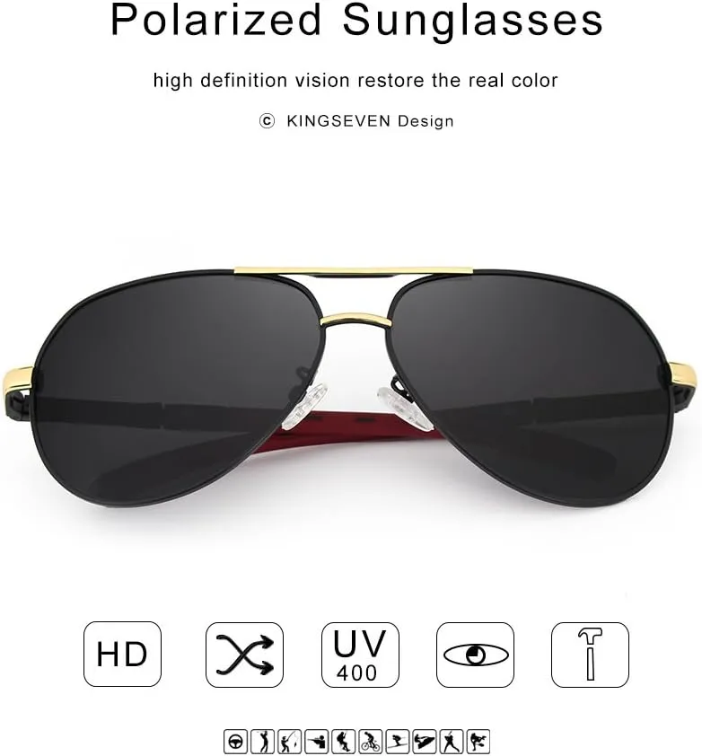 KINGSEVEN Classic Polarized Sunglasses for Men Women Retro Aluminum magnesium Sun glasses
