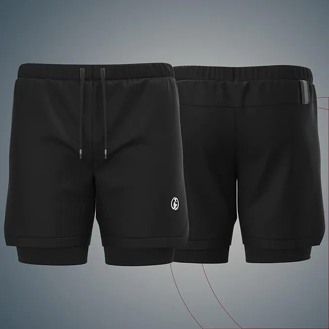 Kombat Youth 2-in-1 Running Shorts, Quick Dry Fit Workout Shorts, Athletic Shorts, Lightweight Gym Yoga Training Shorts