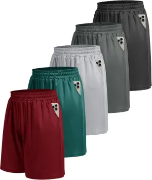 LalaHooK 5 Pack Gym Mens Shorts - Quick Dry Basketball Workout Athletic Shorts with Pockets for Running Casual Activewear