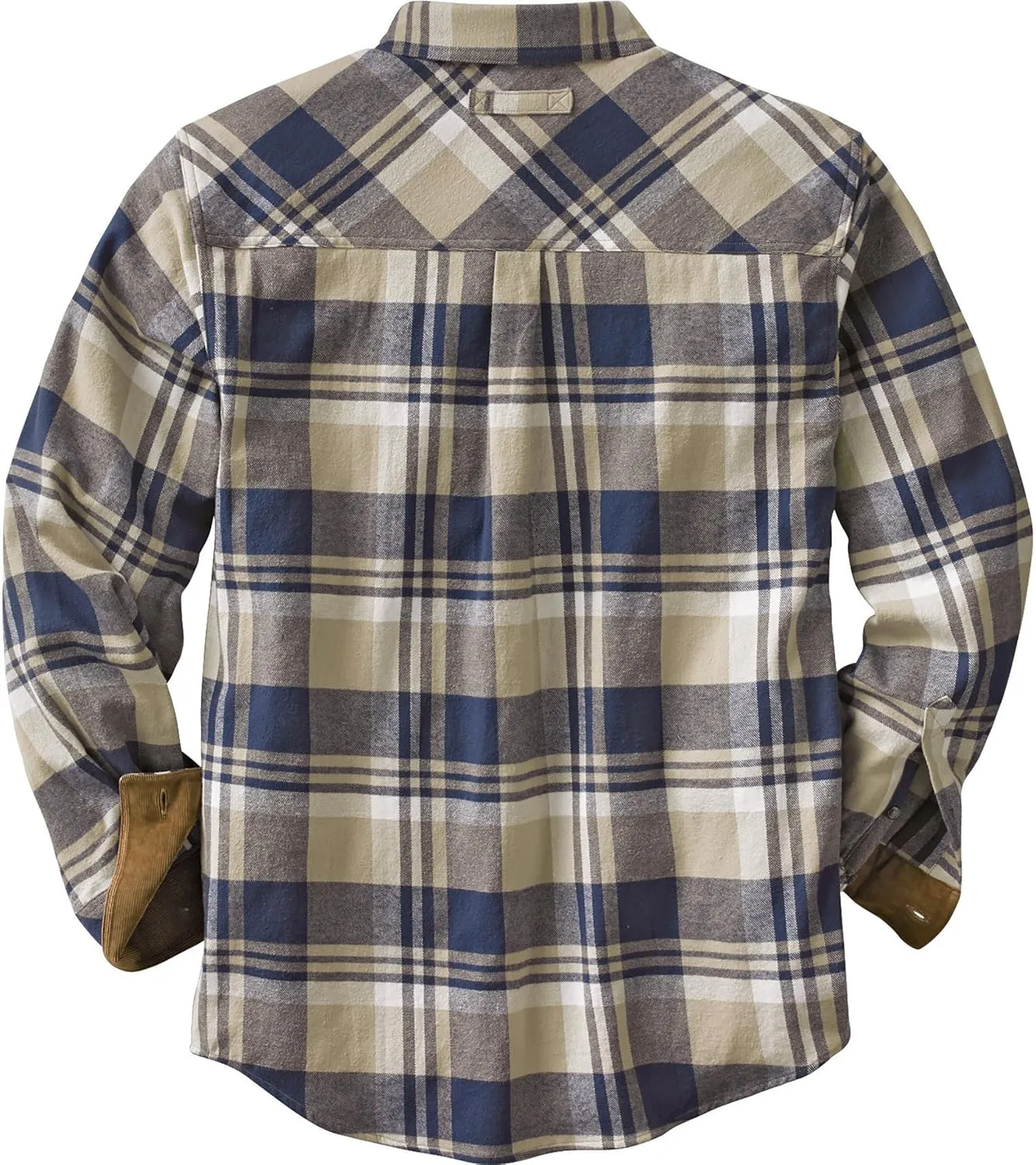 Legendary Whitetails Men's Buck Camp Flannel, Long Sleeve Plaid Button Down Casual Shirt, Corduroy Cuffs