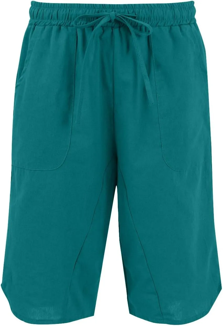 Linen Shorts for Women 2025 Knee Length Casual Summer Drawstring Waist Shorts Lightweight Loose Beach Pants