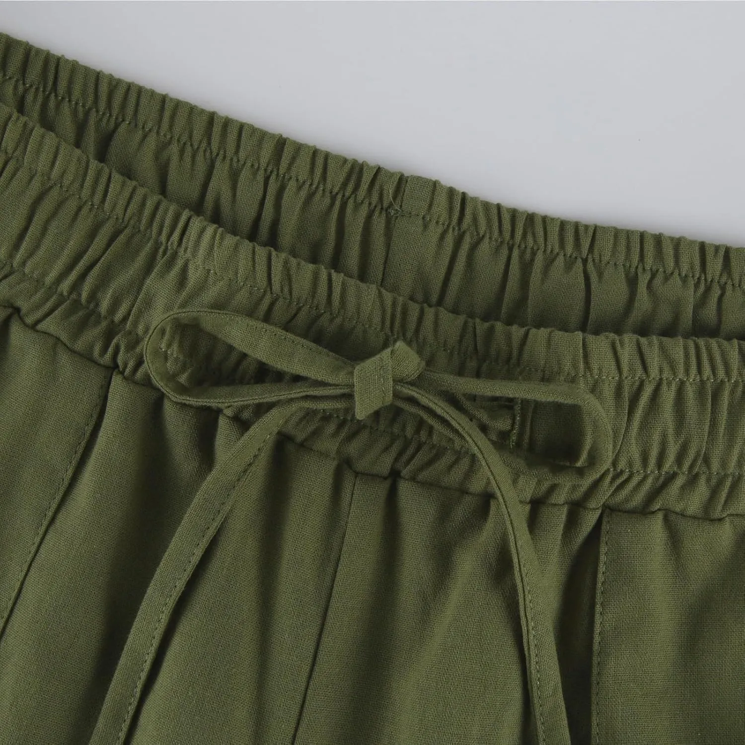 Linen Shorts for Women 2025 Knee Length Casual Summer Drawstring Waist Shorts Lightweight Loose Beach Pants