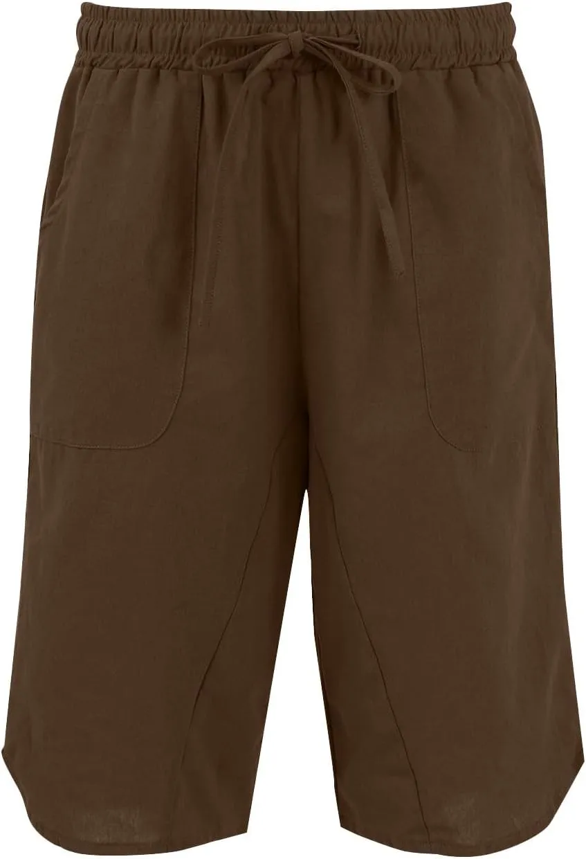 Linen Shorts for Women 2025 Knee Length Casual Summer Drawstring Waist Shorts Lightweight Loose Beach Pants