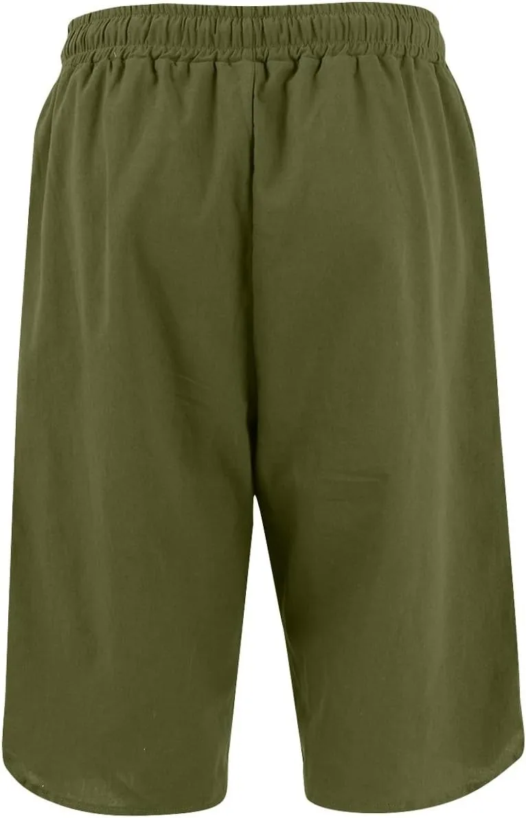 Linen Shorts for Women 2025 Knee Length Casual Summer Drawstring Waist Shorts Lightweight Loose Beach Pants