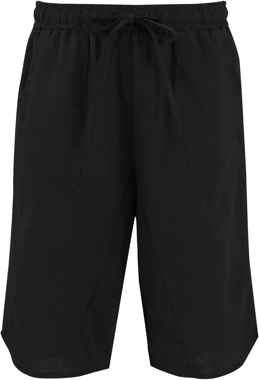 Linen Shorts for Women 2025 Knee Length Casual Summer Drawstring Waist Shorts Lightweight Loose Beach Pants