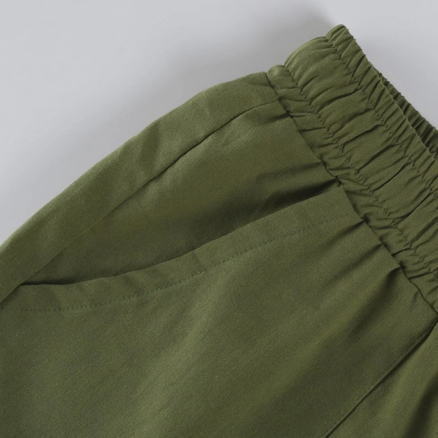 Linen Shorts for Women 2025 Knee Length Casual Summer Drawstring Waist Shorts Lightweight Loose Beach Pants