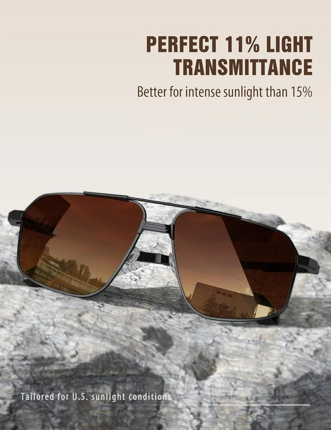 LUENX Aviator Sunglasses for Men Square Polarized Polygon Sun Glasses UV400 Protection