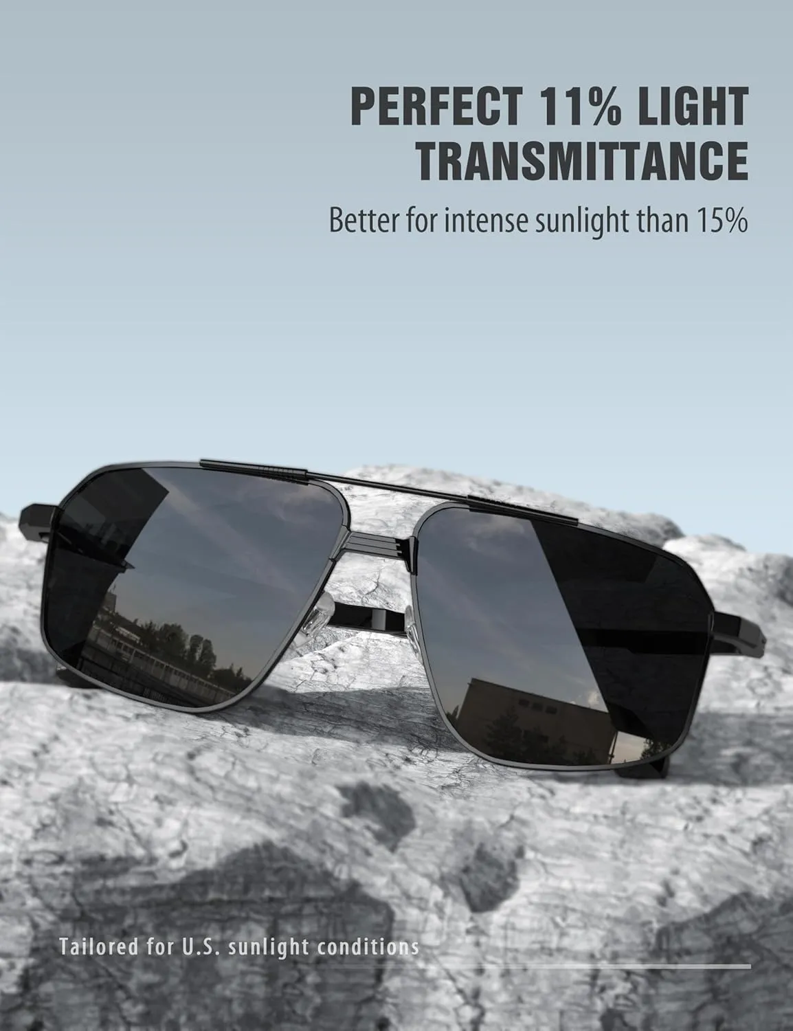 LUENX Aviator Sunglasses for Men Square Polarized Polygon Sun Glasses UV400 Protection