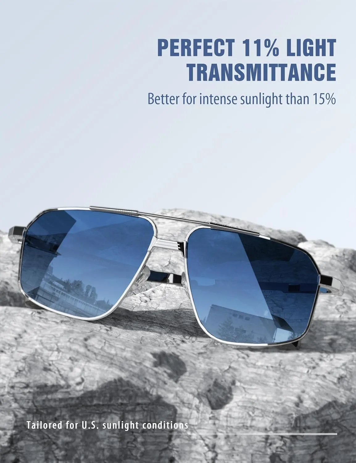 LUENX Aviator Sunglasses for Men Square Polarized Polygon Sun Glasses UV400 Protection