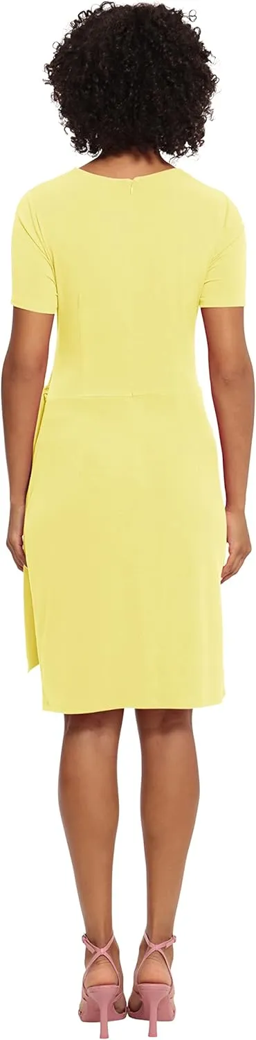 Maggy London Women's Short Sleeve Draped Front Matte Jersey Dress Career Office Workwear Event Occasion Guest of
