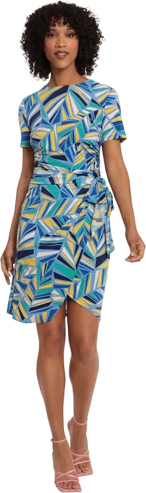 Maggy London Women's Short Sleeve Draped Front Matte Jersey Dress Career Office Workwear Event Occasion Guest of
