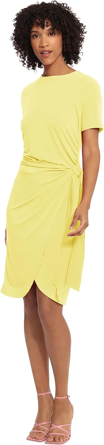 Maggy London Women's Short Sleeve Draped Front Matte Jersey Dress Career Office Workwear Event Occasion Guest of