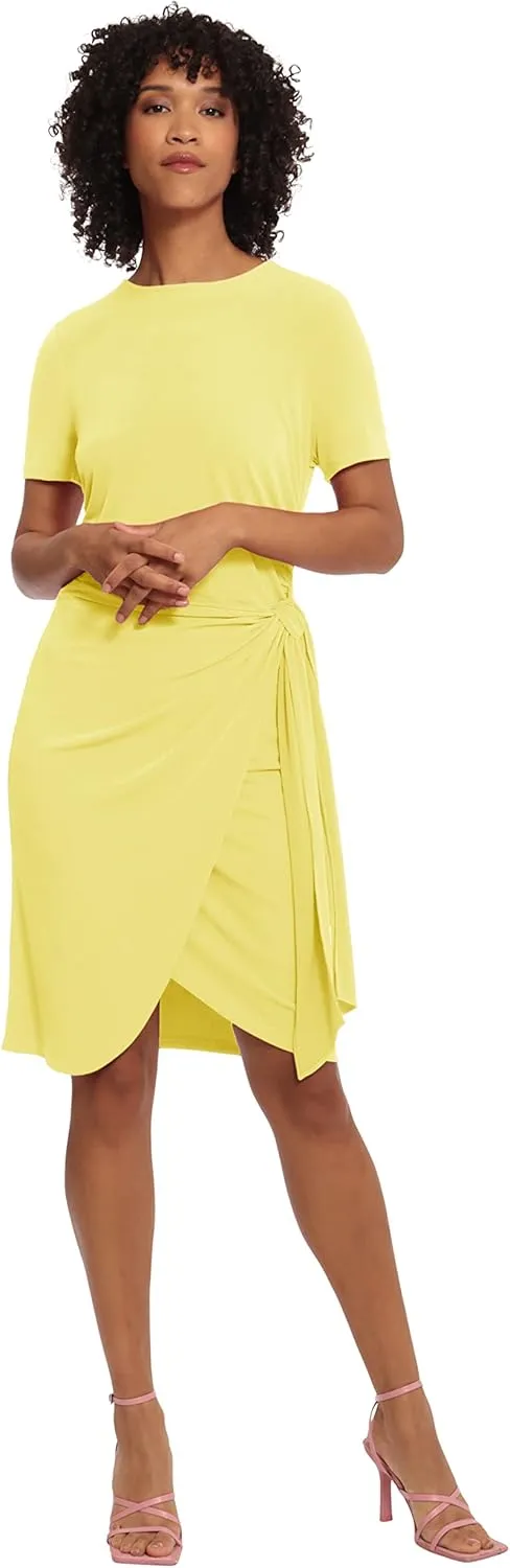 Maggy London Women's Short Sleeve Draped Front Matte Jersey Dress Career Office Workwear Event Occasion Guest of