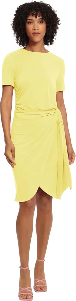 Maggy London Women's Short Sleeve Draped Front Matte Jersey Dress Career Office Workwear Event Occasion Guest of