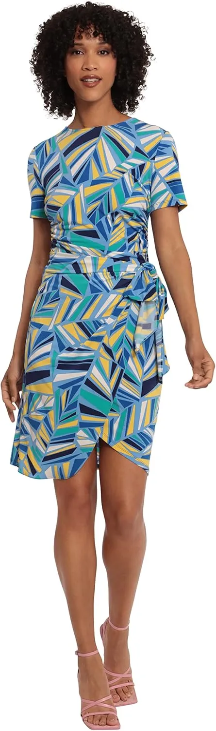 Maggy London Women's Short Sleeve Draped Front Matte Jersey Dress Career Office Workwear Event Occasion Guest of