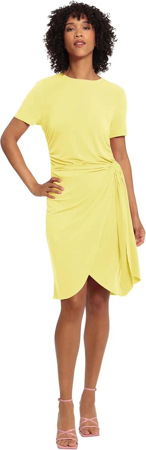 Maggy London Women's Short Sleeve Draped Front Matte Jersey Dress Career Office Workwear Event Occasion Guest of