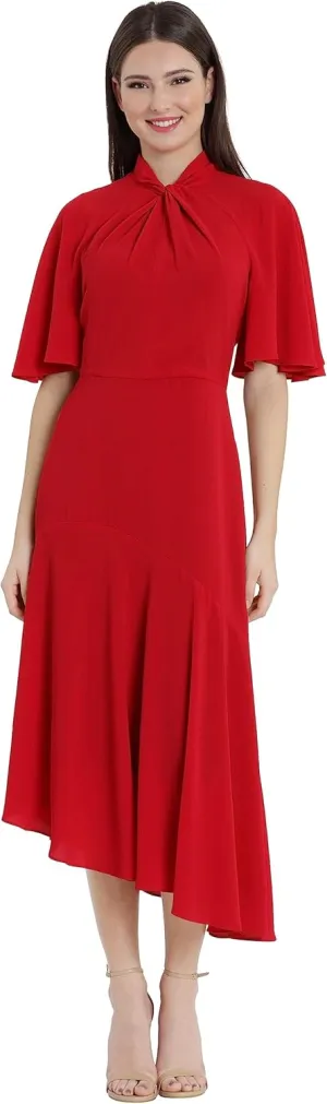 Maggy London Women's Sophisticated Twist Neck Detail Dress Workwear Office Career Occasion Event Guest of
