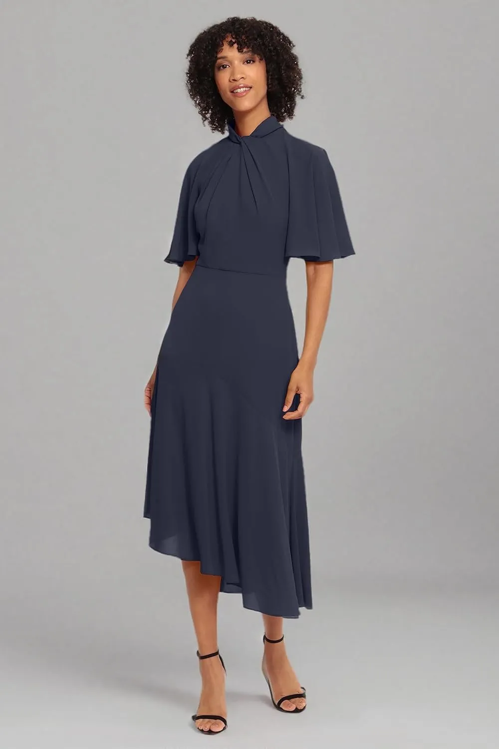 Maggy London Women's Sophisticated Twist Neck Detail Dress Workwear Office Career Occasion Event Guest of