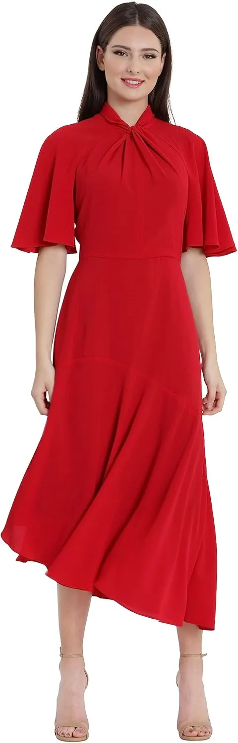 Maggy London Women's Sophisticated Twist Neck Detail Dress Workwear Office Career Occasion Event Guest of